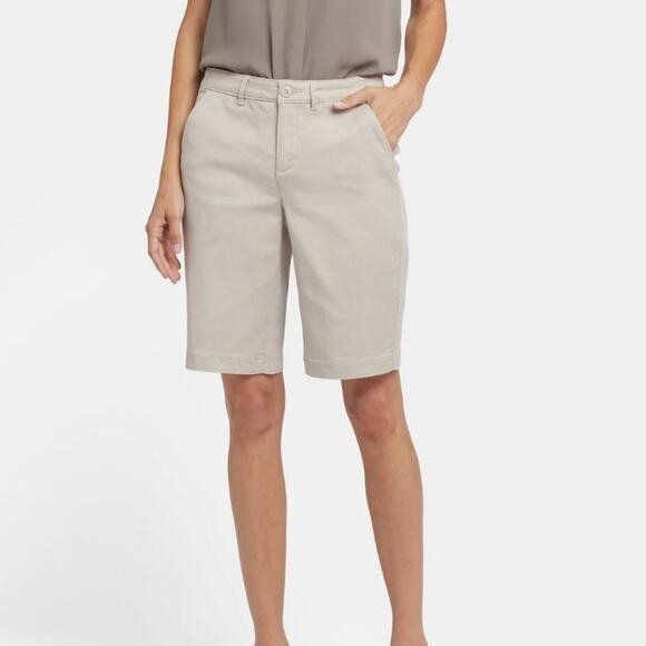Loft Womens Chino Bermuda Shorts Beige Casual Everyday Mid Length Size 4 New - Picture 1 of 8